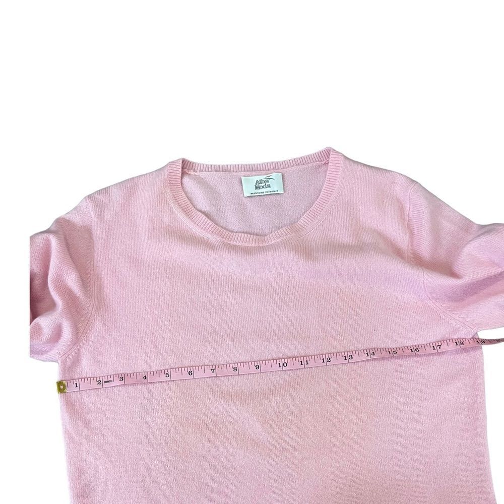 Alba Moda 100% Cashmere Sweater Pink Crewneck Lightweight Soft Knit M - Picture 6 of 9